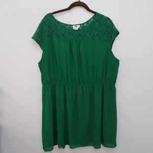 One Clothing Green Floral Lace Upper Dress